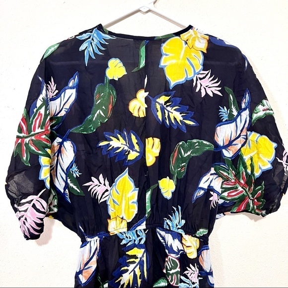 Cooper & Ella Anthro Women's Flowy Navy Tropical print Kaftan maxi dress size S - Picture 7 of 12